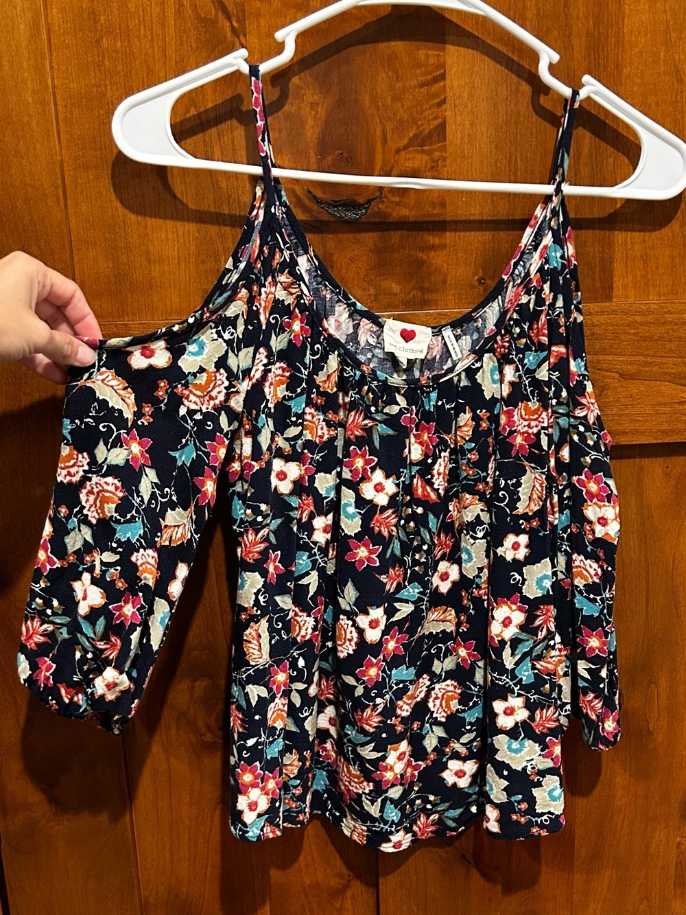Women's Cold-Shoulder Floral Blouse - Navy Multicolor